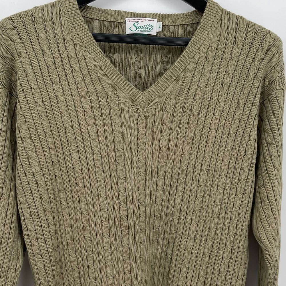 Smith's‎ of Bermuda Silk Blend Cable Knit size M Sage Green EUC